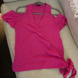 Pink cold shoulder blouse